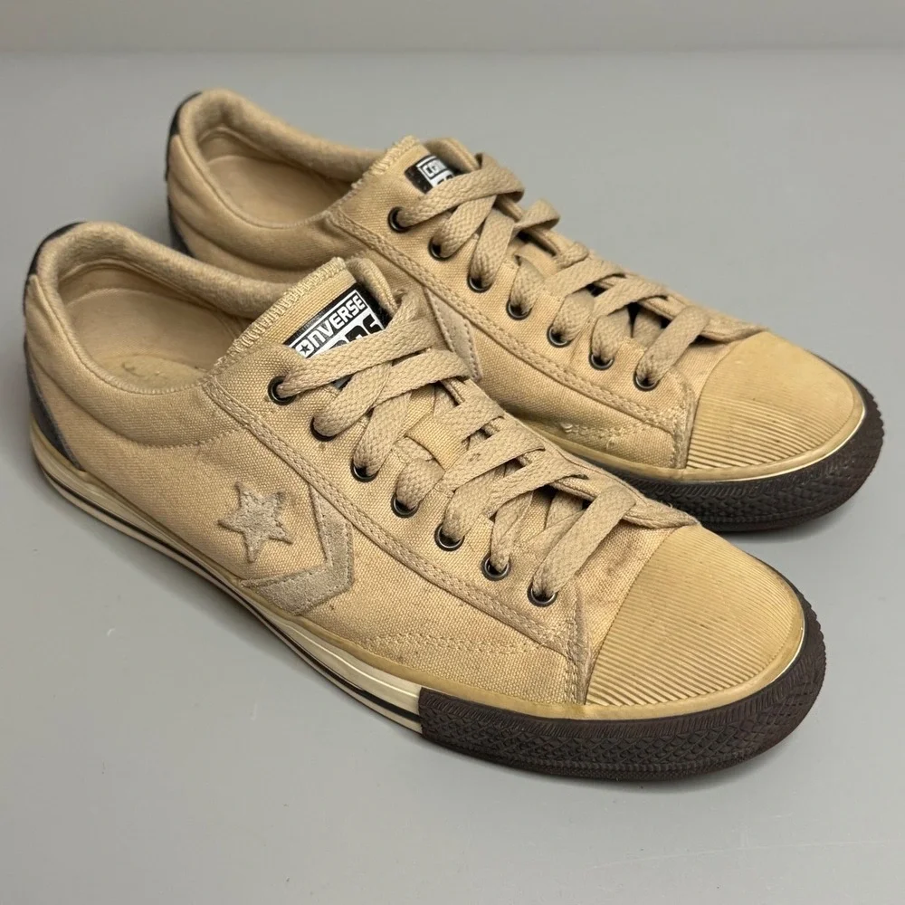 Vtg Converse Star Player Low Top Tan Brown Sneakers M 9 W 10.5 EU 42.5 Korea 80s - Picture 3 of 9